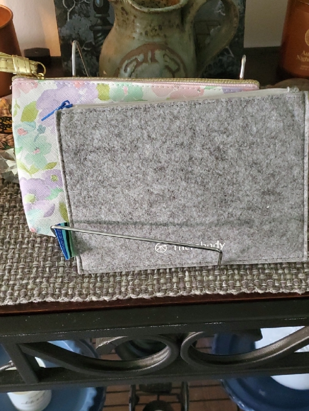 Cosmetics Bebe Bundle W/ Cosmetics Velvet Metallic Silver Wristlet Clutch - Picture 3 of 11